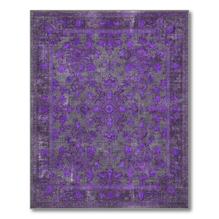 Purple Distressed Vintage Floral Area Rug