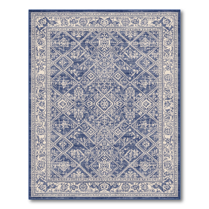 Navy Blue Distressed Diamond Area Rug