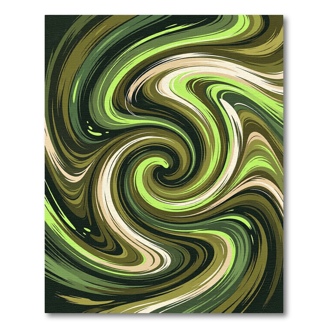 Swirling Abstract Earthy Green Rug