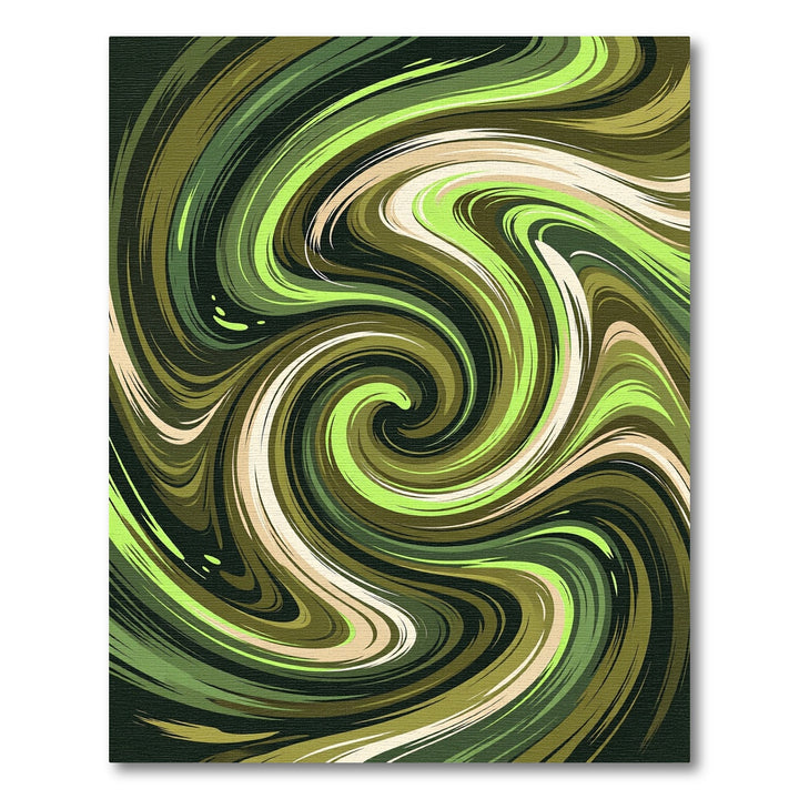 Swirling Abstract Earthy Green Rug