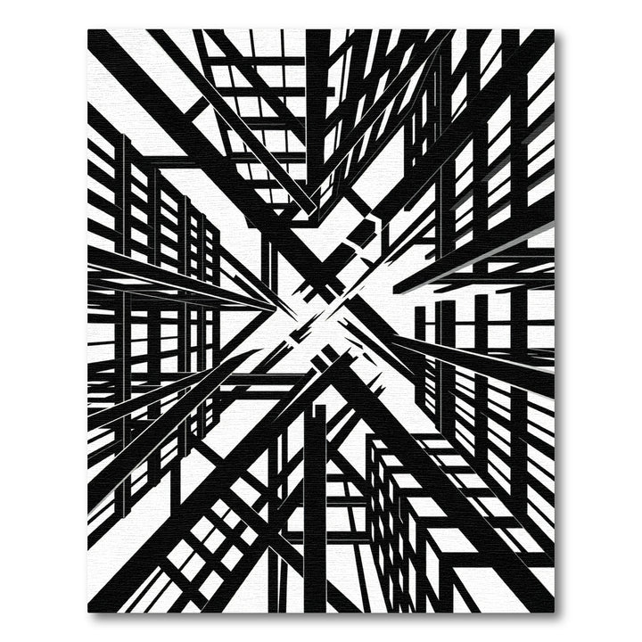 Bold Black White Architectural Grid Rug