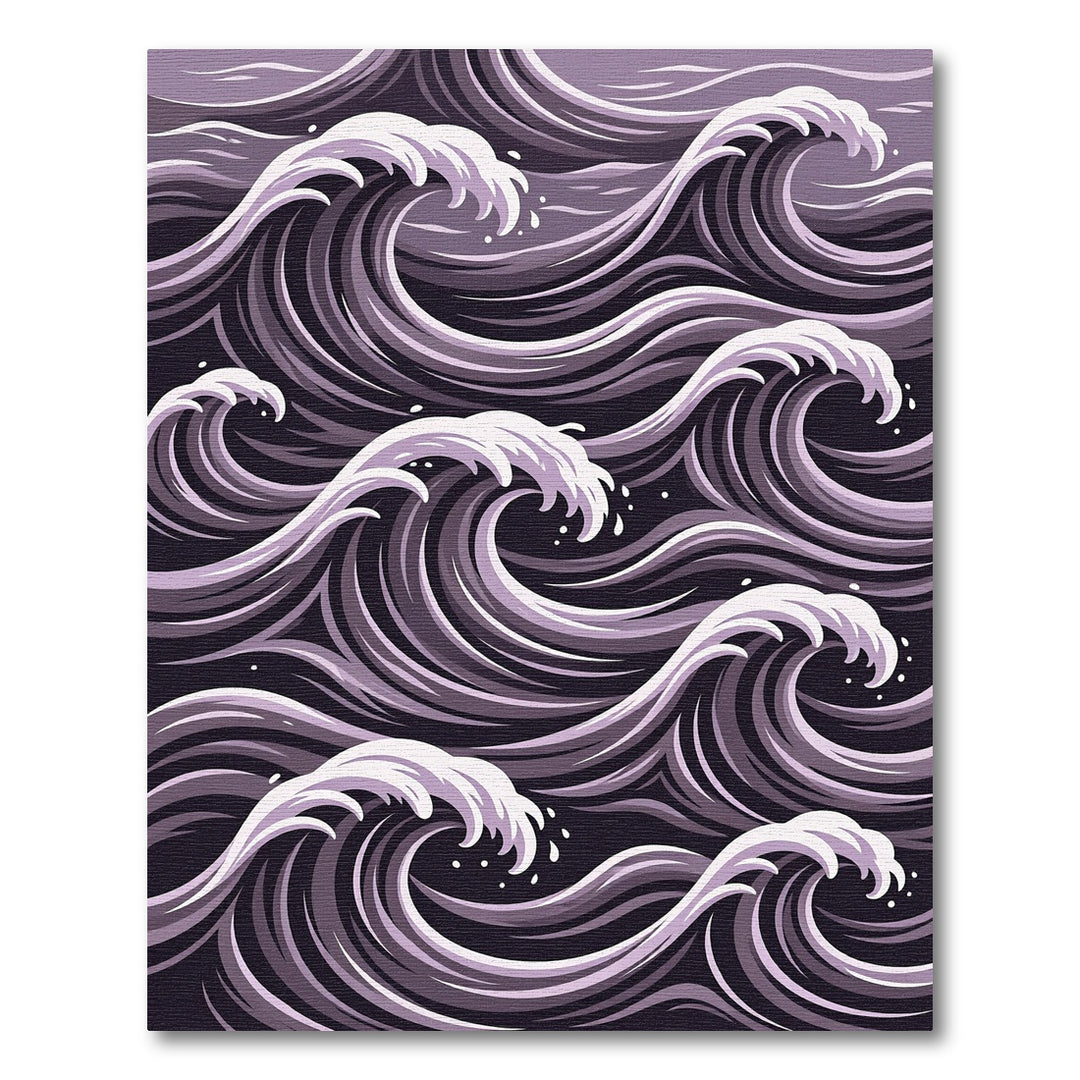 Enchanting Purple Wave Ocean Scene Rug