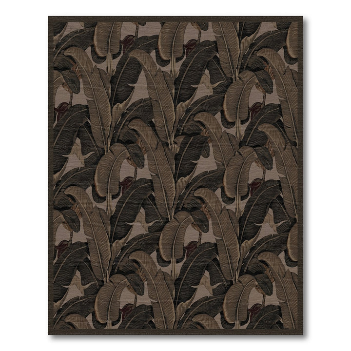 Deep Brown Tropical Banana Leaf Rug
