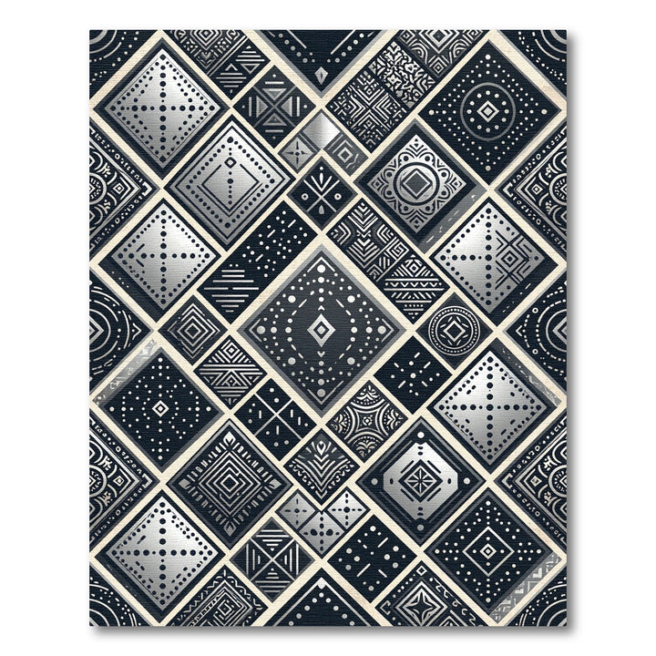 Tribal Black Diamond Geometric Rug