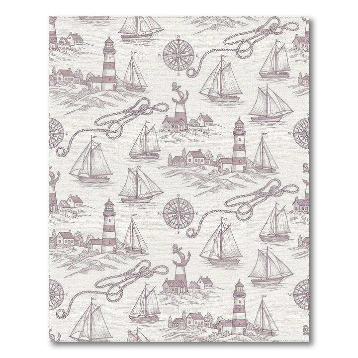 Nautical Sailboat Lighthouse Rope Compass Rug