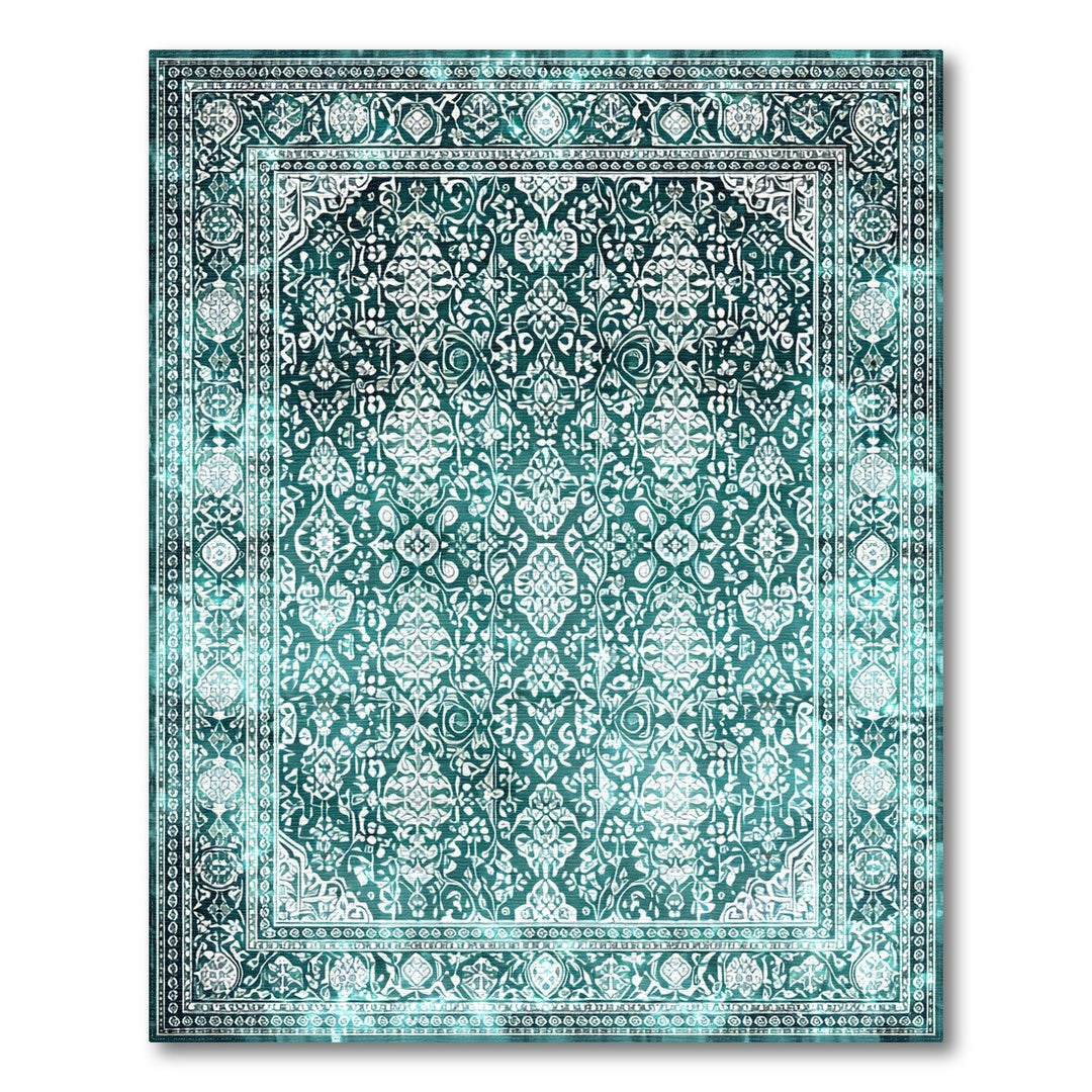 Teal Persian Floral Area Rug