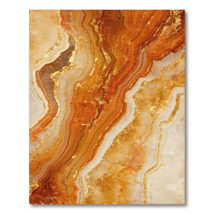 Abstract Area Orange Gold Marble Abstract Area Rug