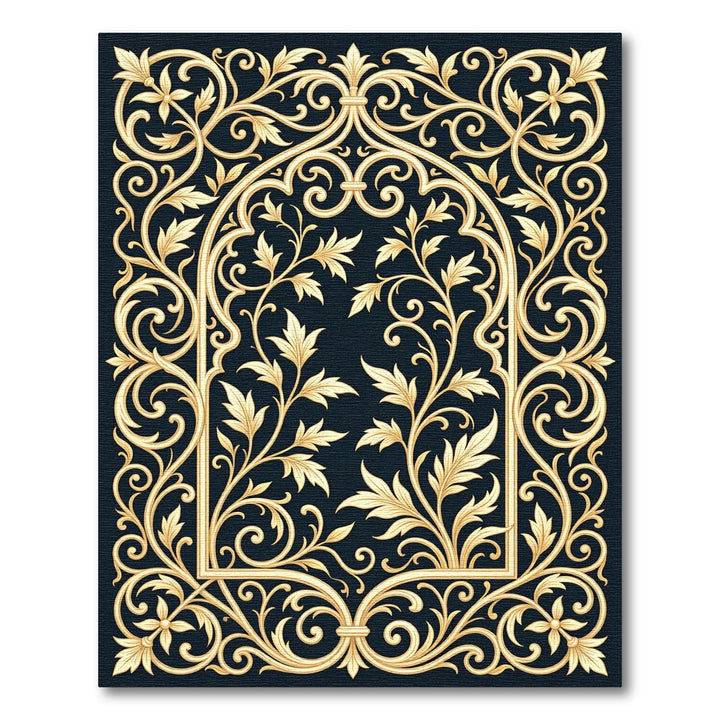 Elegant Golden Acanthus Archway Rug