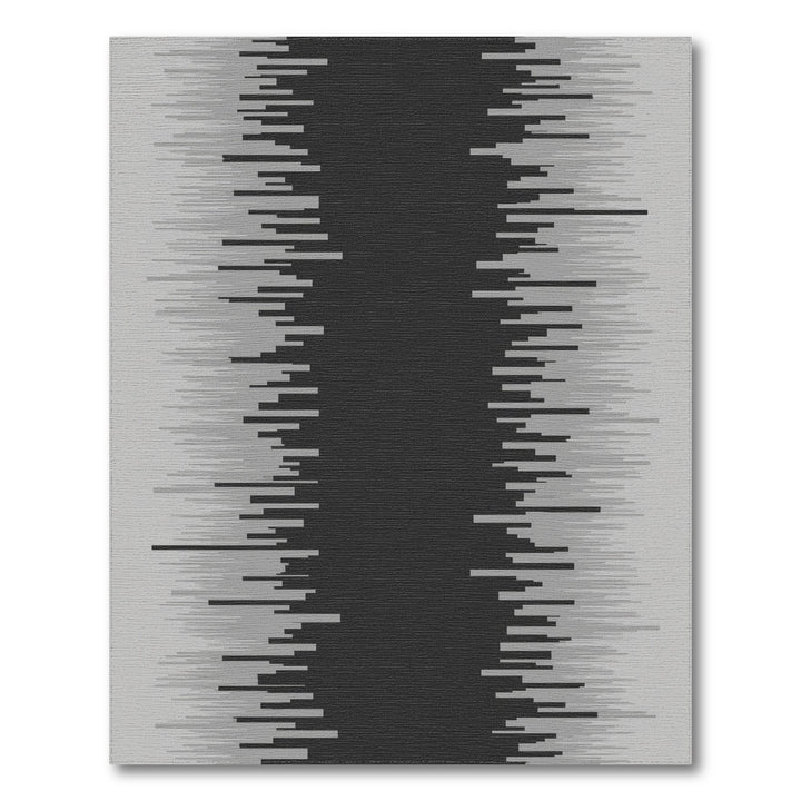 Black White Abstract Waveform Area Rug