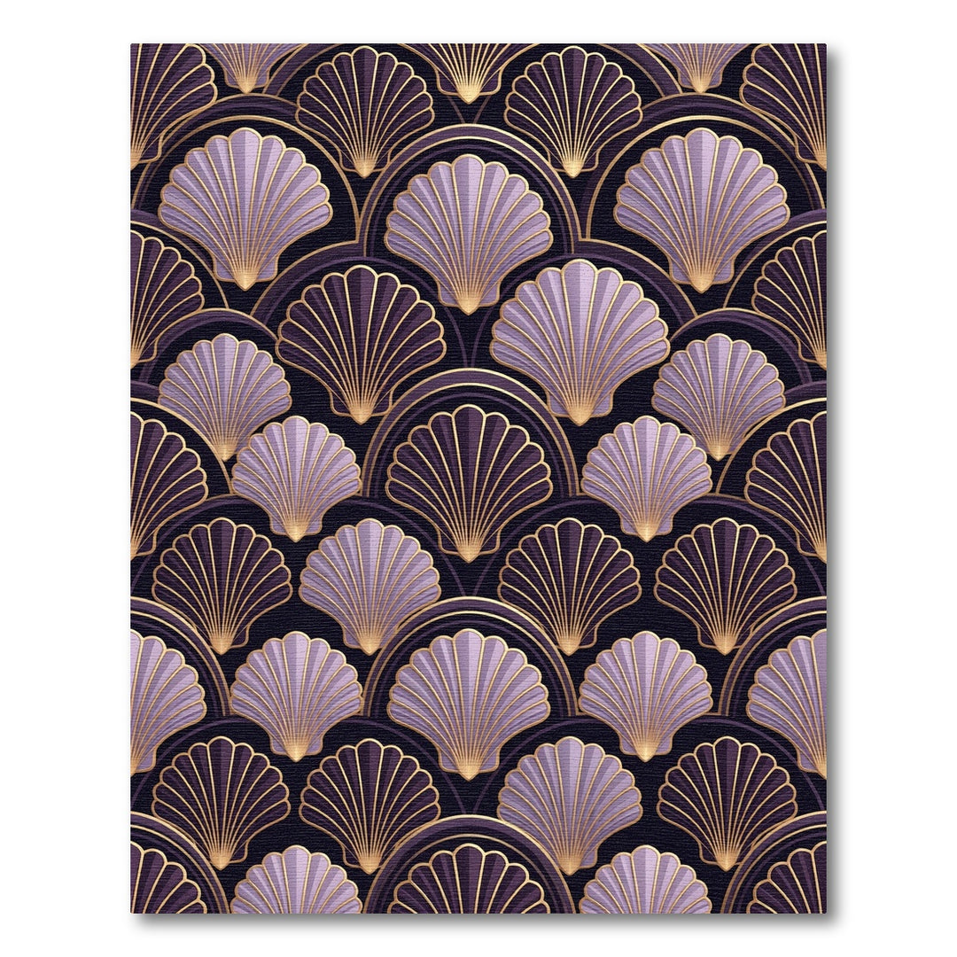 Art Deco Purple Gold Scallop Rug