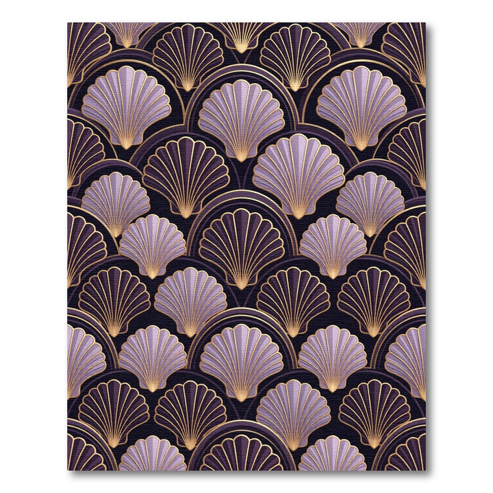 Art Deco Purple Gold Scallop Rug