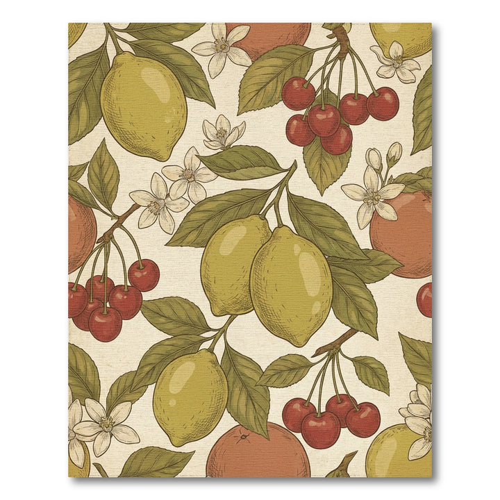 Vintage Citrus Cherry Blossom Arrangement Rug