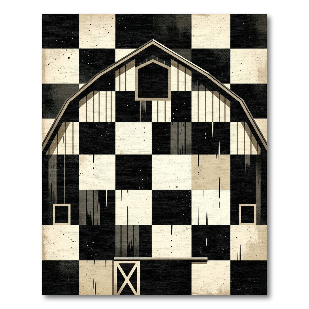 Monochromatic Barn Checkered Squares Rug