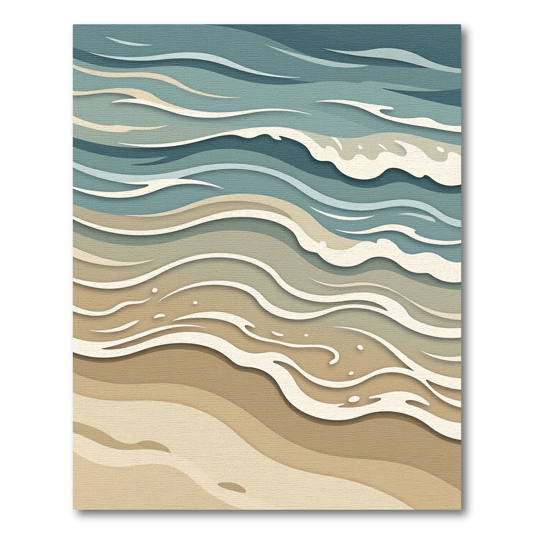 Serene Ocean Waves Sand Beach Ripples Rug
