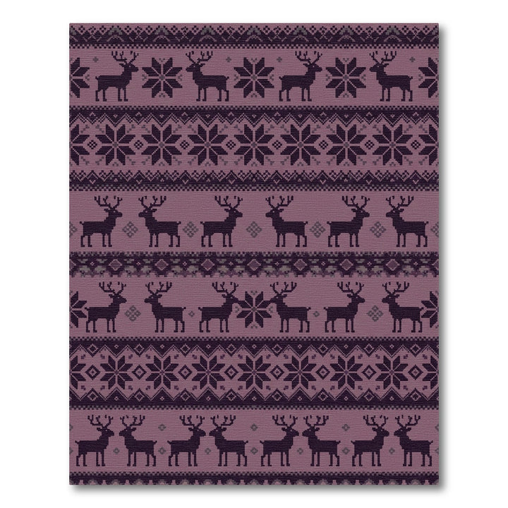 Purple Reindeer Snowflake Nordic Kilim Rug