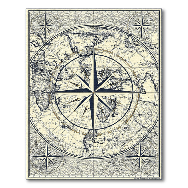 Vintage Nautical Compass Map Area Rug
