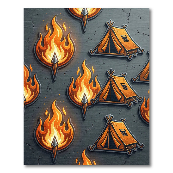 Orange Campfire Flame Tent Rug
