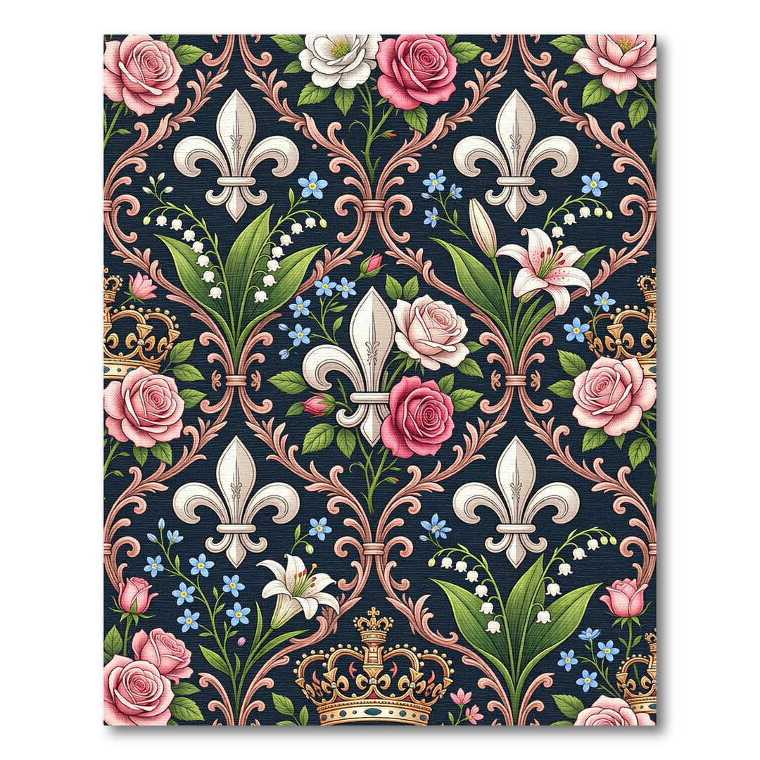 Royal Pink Rose Lily Fleur-de-lis Rug