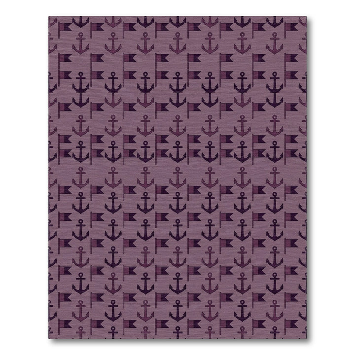 Plum Anchor And Flag Repeating Print Rug