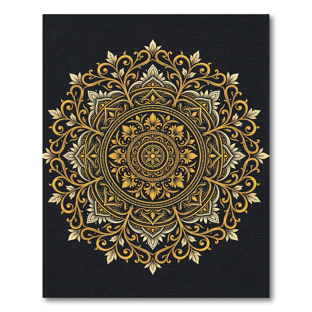 Golden Floral Mandala Rug
