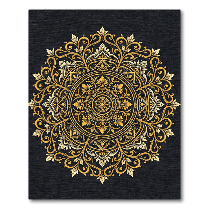 Golden Floral Mandala Rug