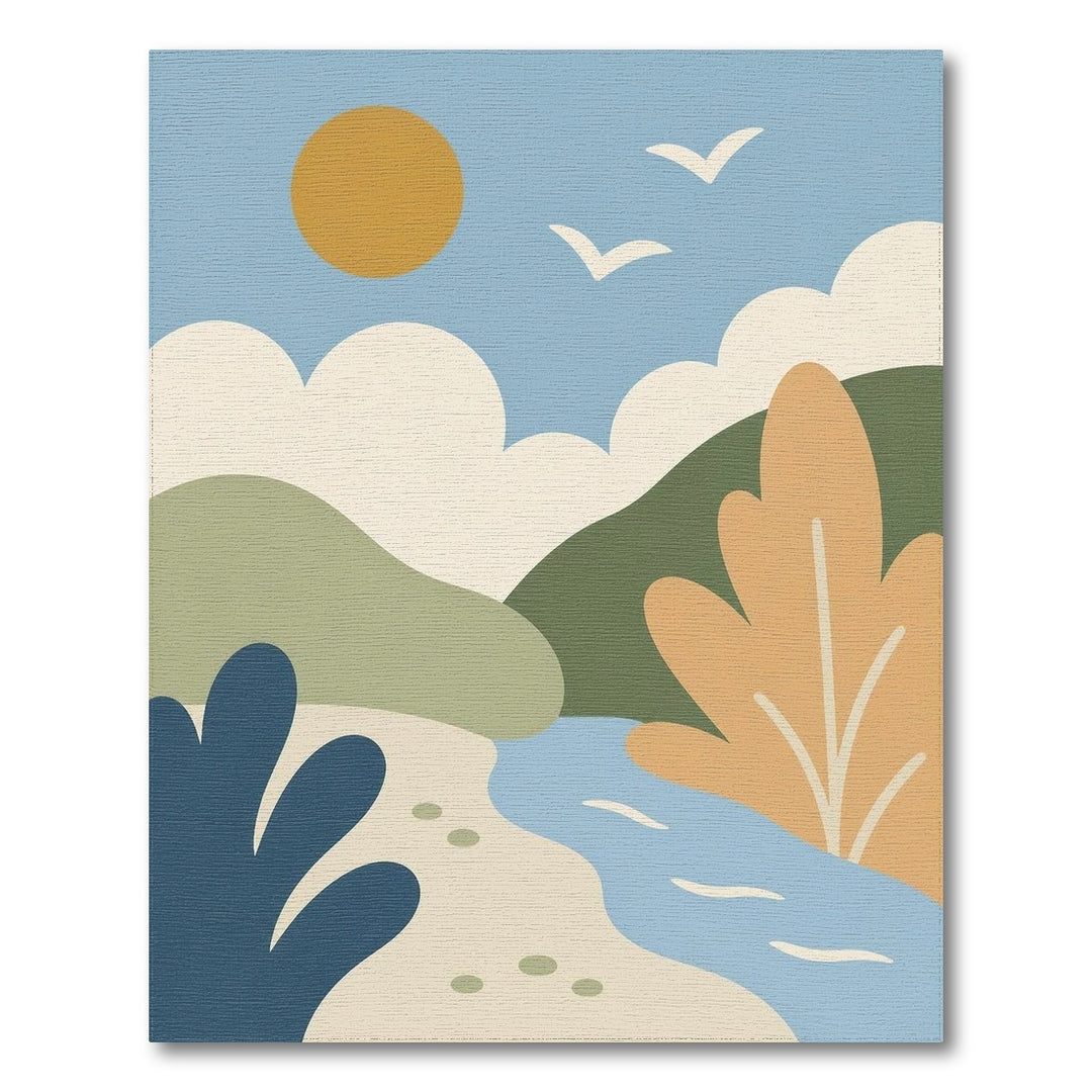 Abstract Coastal Landscape Area Rug