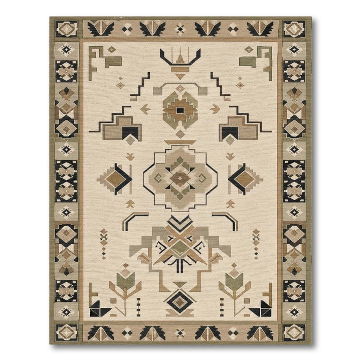 Beige Heritage Tribal Geometric Area Rug