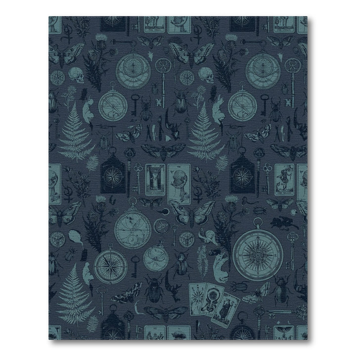 Mysterious Blue Celestial Tarot Insects Rug