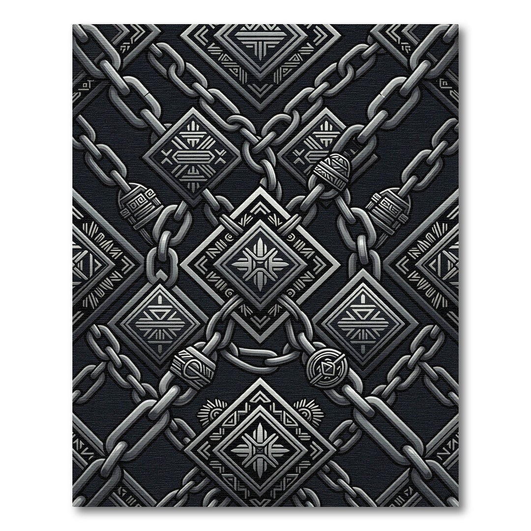 Dark Silver Geometric Link Rug