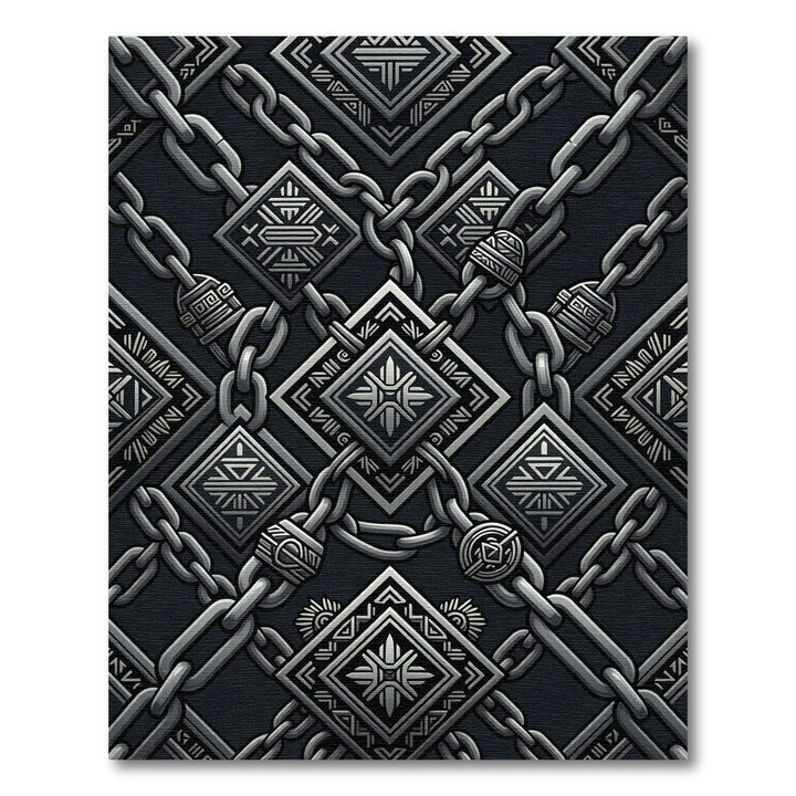 Dark Silver Geometric Link Rug