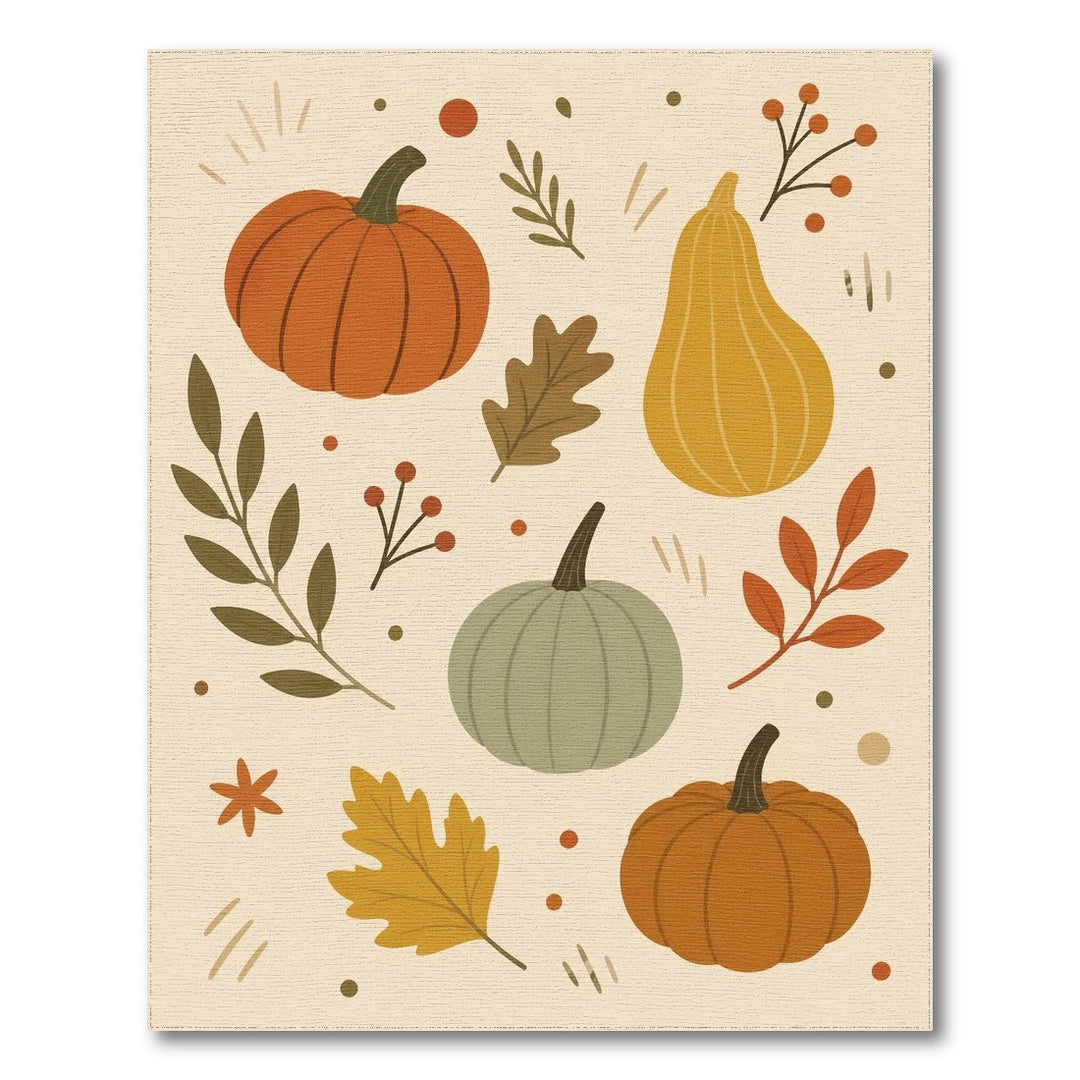 Fall Pumpkin Harvest Washable Area Rug