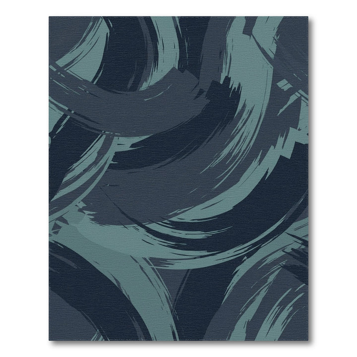 Deep Teal Brushstroke Abstract Swirls Rug