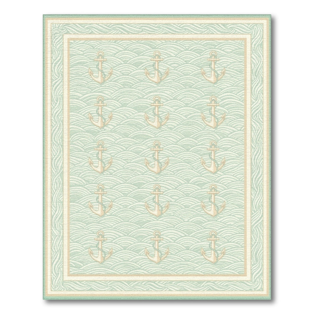 Teal Anchor Wave Area Rug