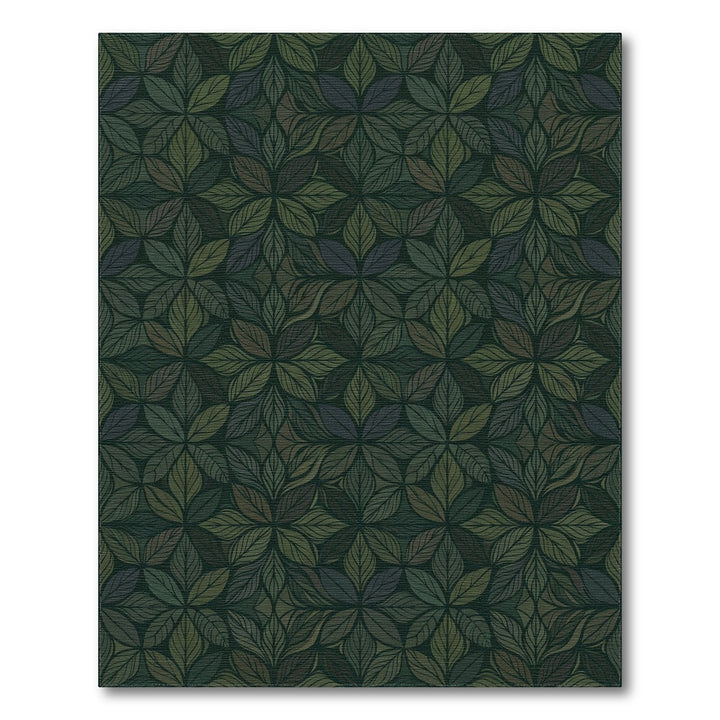 Deep Forest Lush Leaf Mandala Rug