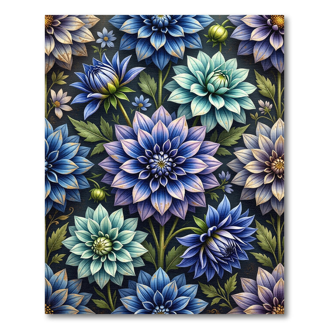 Vibrant Blue Purple Floral Garden Rug