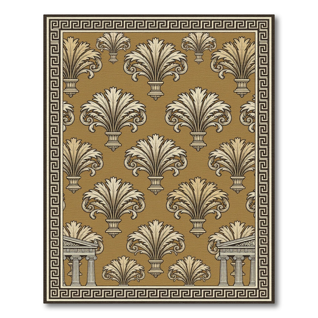 Classic Gold Acanthus Column Border Rug