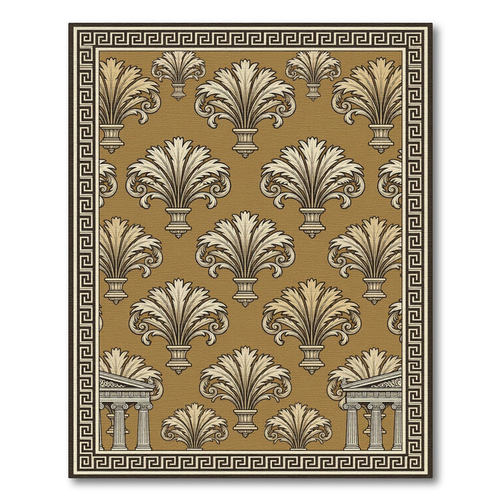 Classic Gold Acanthus Column Border Rug