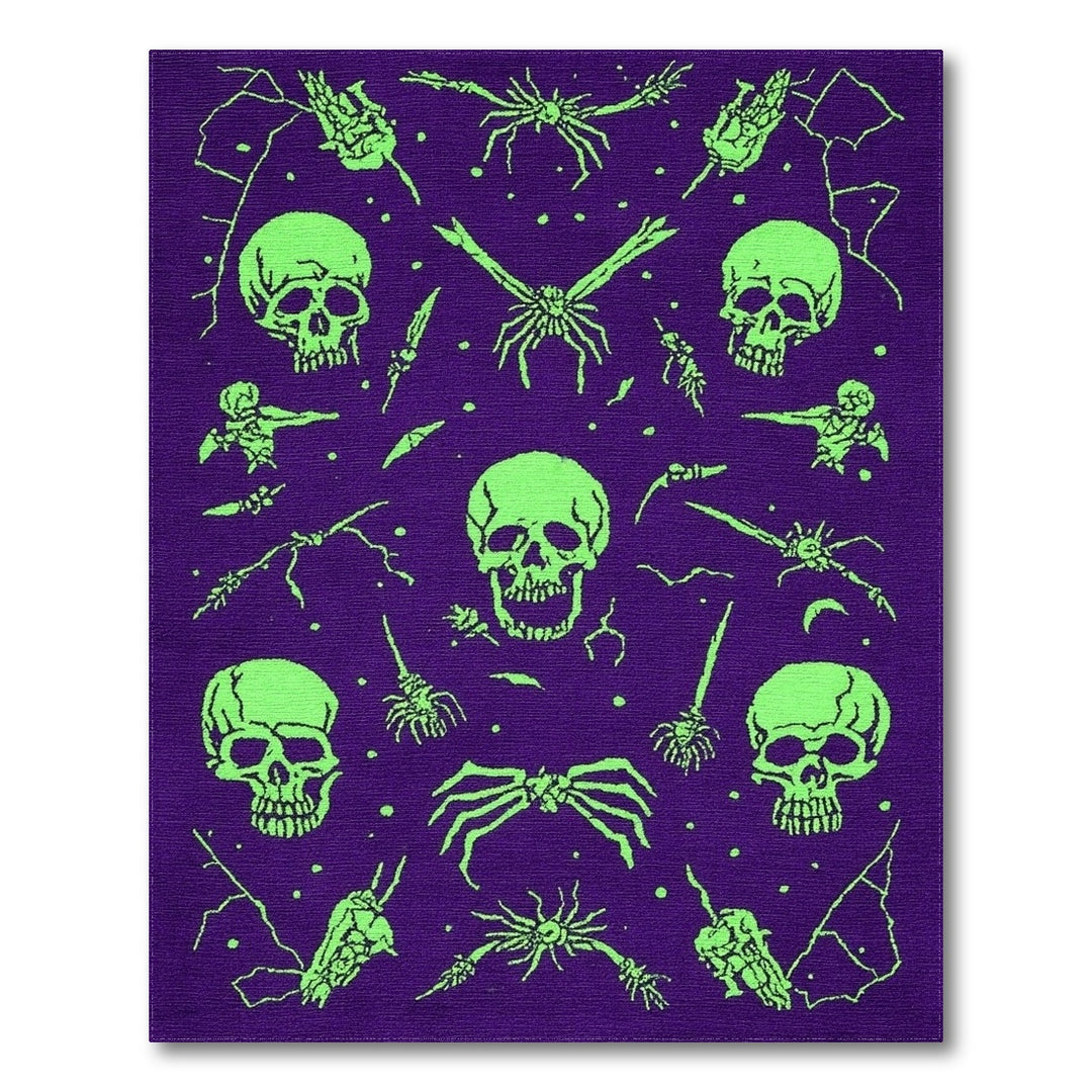 Neon Skull Spider Purple Area Rug