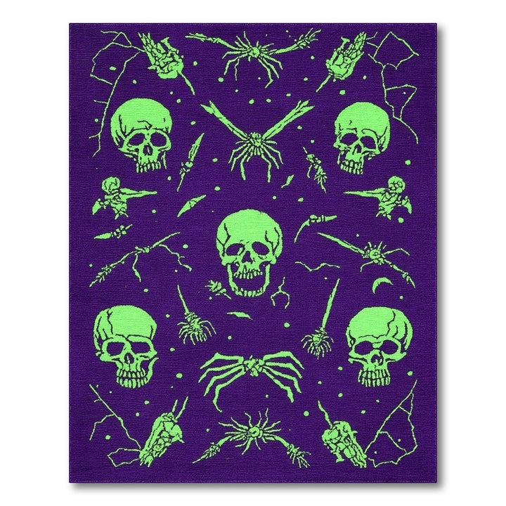 Neon Skull Spider Purple Area Rug