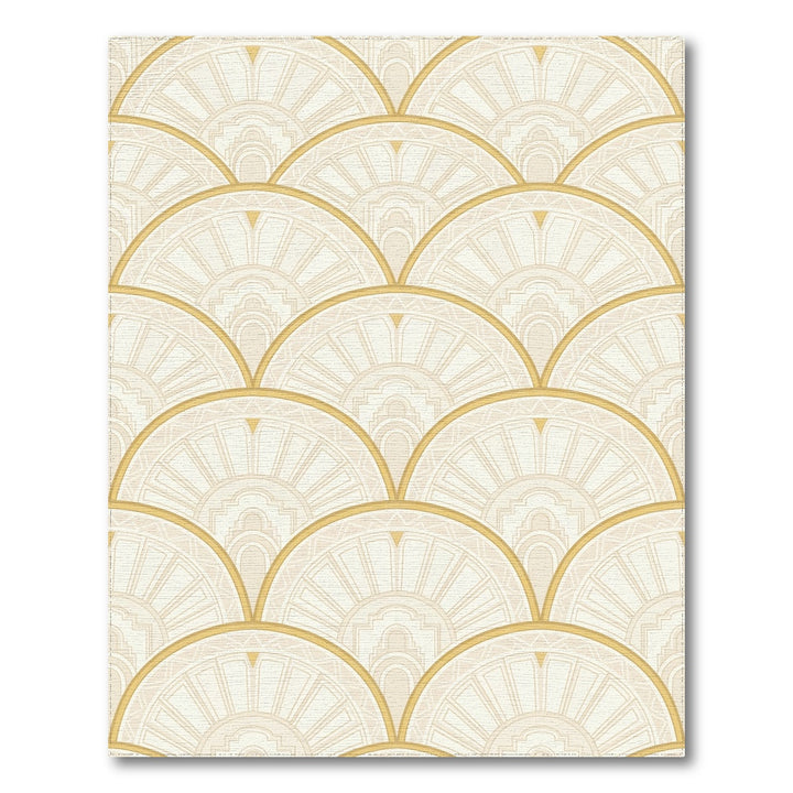 Cream Gold Fan Scale Geometric Rug