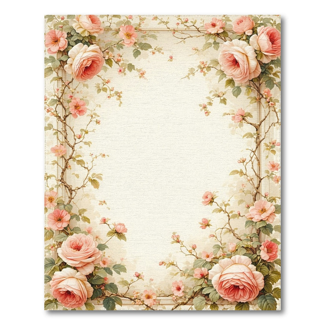 Pink Rose Floral Vintage Area Rug