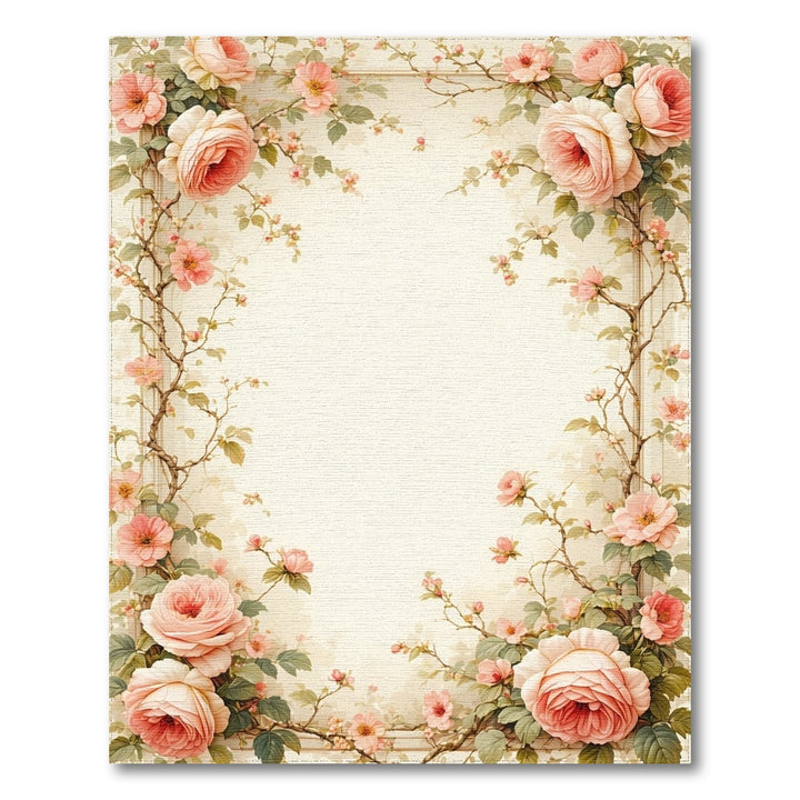 Pink Rose Floral Vintage Area Rug