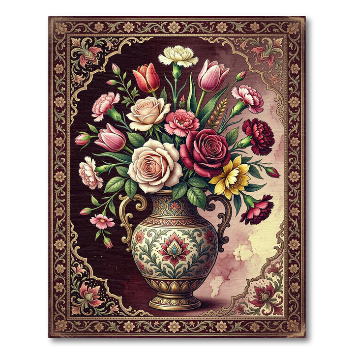 Vintage Floral Vase Scarlet Accent Rug