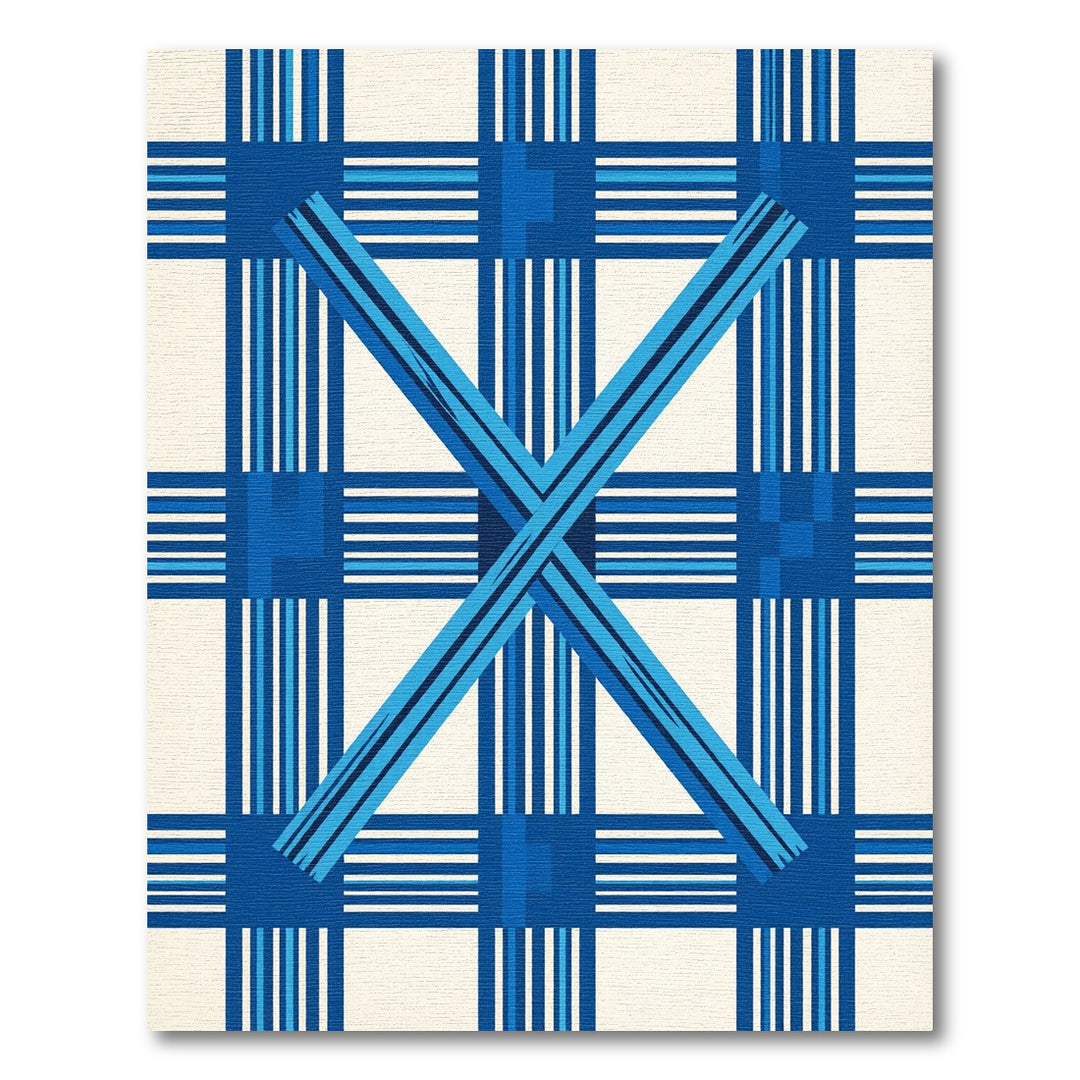 Bold Blue Plaid X Geometric Rug