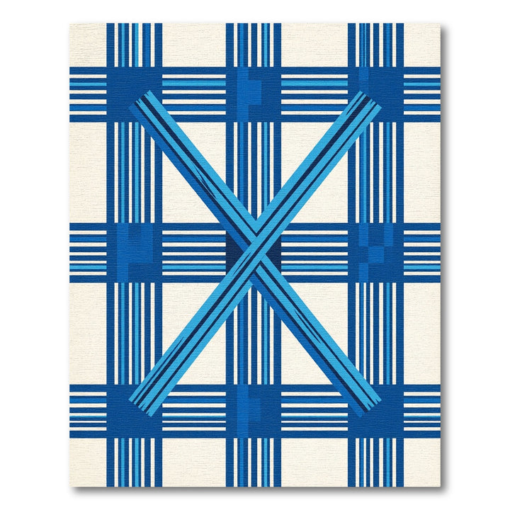 Bold Blue Plaid X Geometric Rug