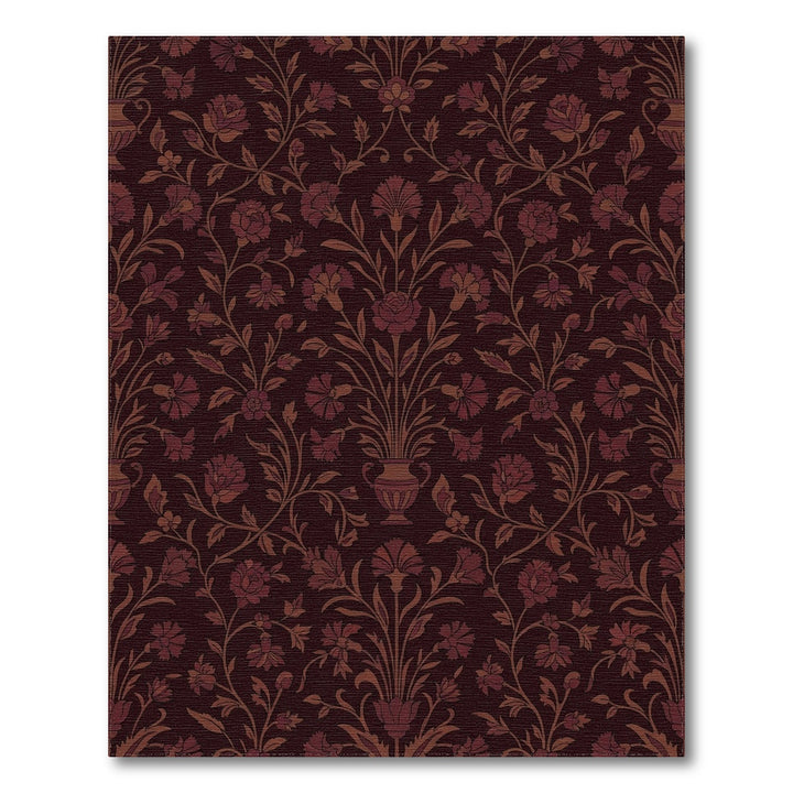 Deep Burgundy Floral Vase Arrangement Rug