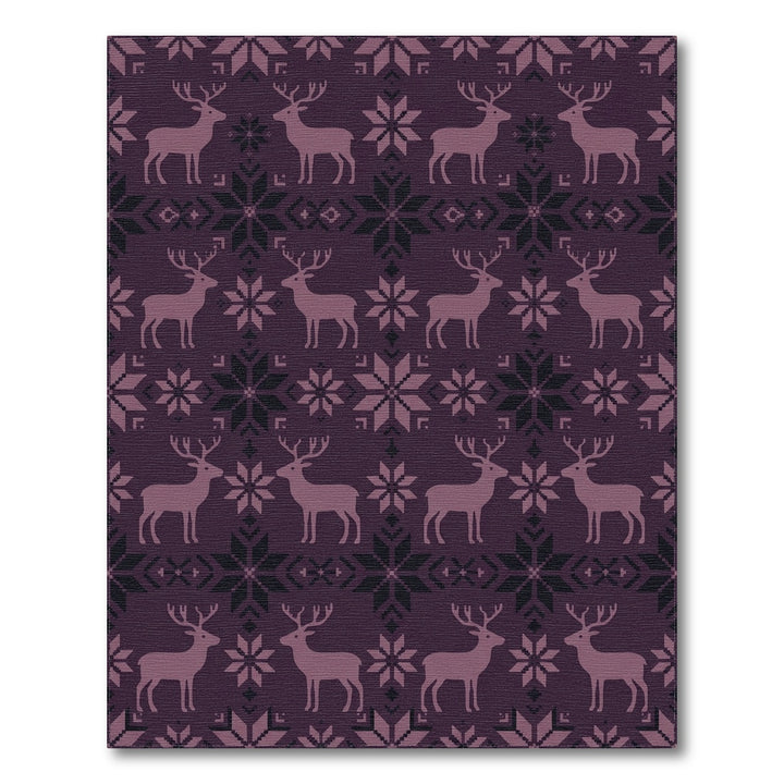 Plum Reindeer Snowflake Fair Isle Rug