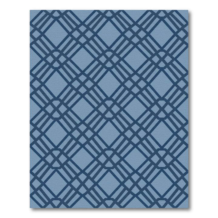 Deep Blue Intersecting Diamond Lattice Rug