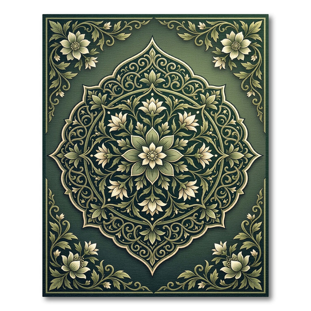 Elegant Emerald Floral Mandla Rug