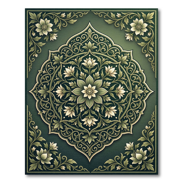 Elegant Emerald Floral Mandla Rug